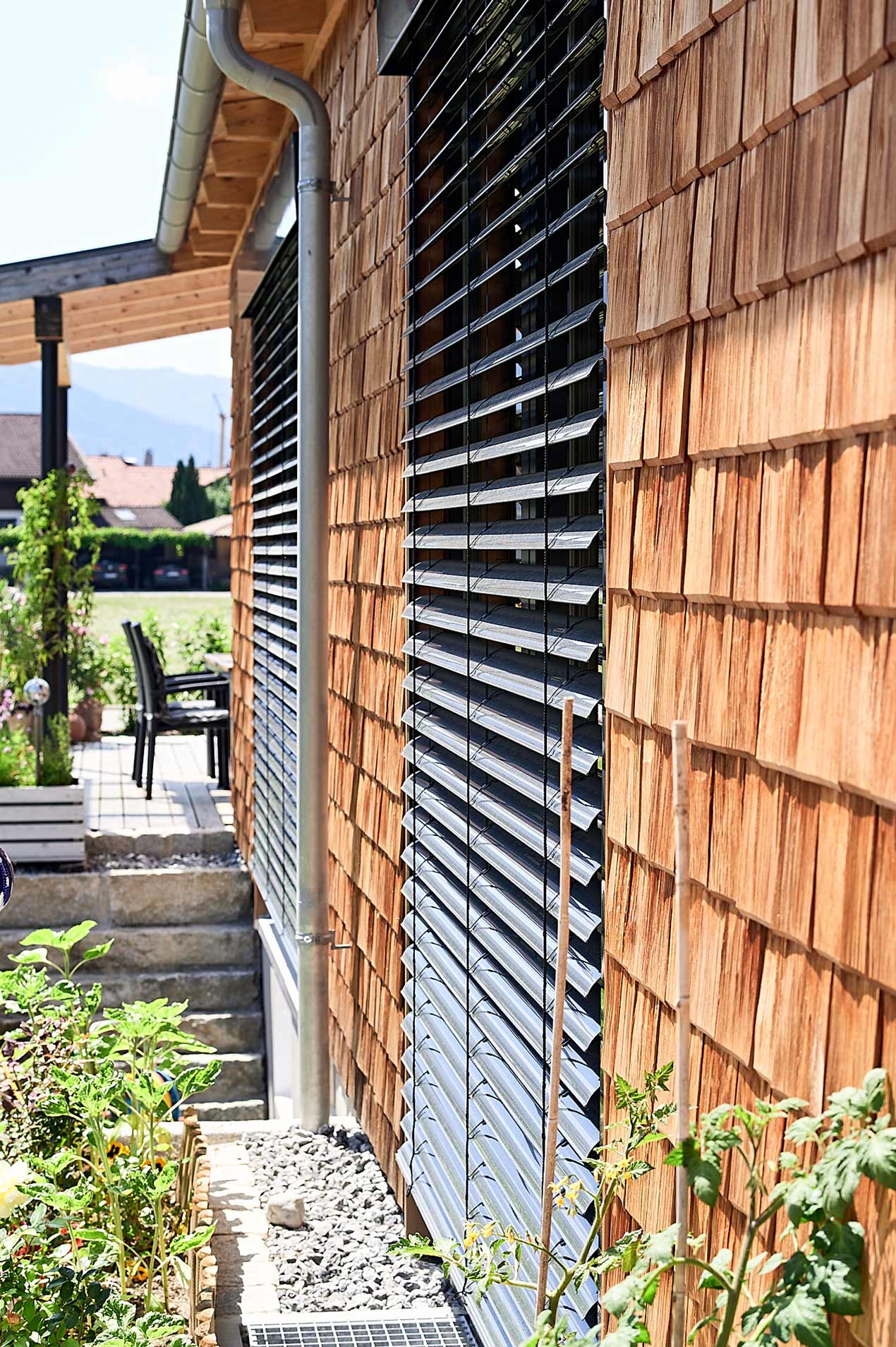 Außenfassade eines Hauses in Massivholzbau, Rosenheim